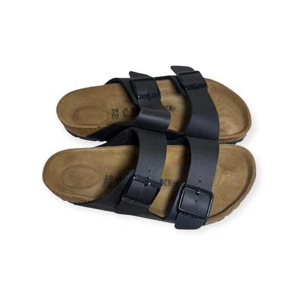 Birkenstock Arizona Sandals – Black Leather Two-Strap Slides – Women’s Size 39 - Picture 3 of 5
